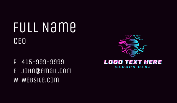 Neon Ninja Gaming Business Card Design Image Preview