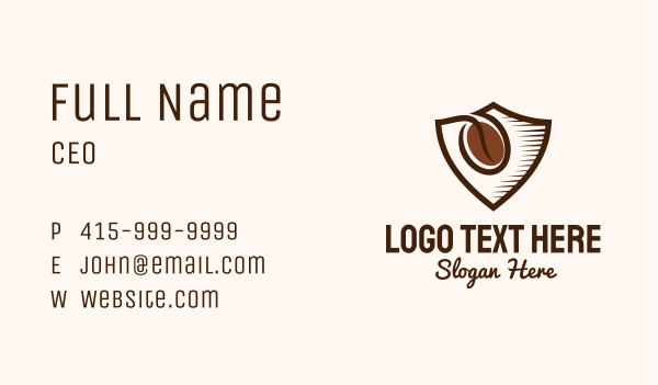 Coffee Bean Shield  Business Card Design Image Preview