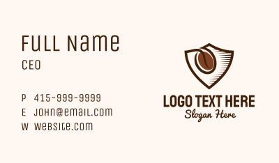 Coffee Bean Shield  Business Card Image Preview