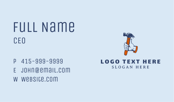 Hipster Hand Hammer Business Card Design Image Preview