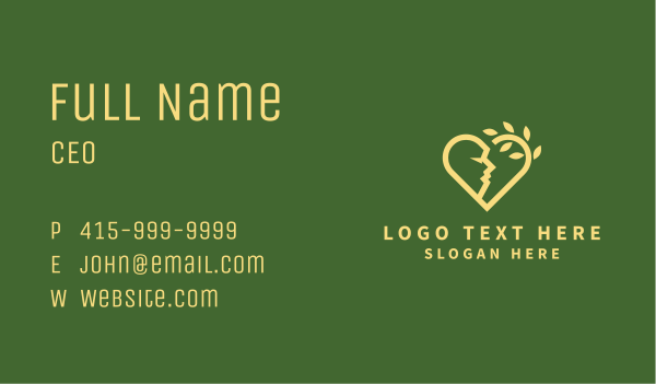 Eco Heart Face Business Card Design Image Preview