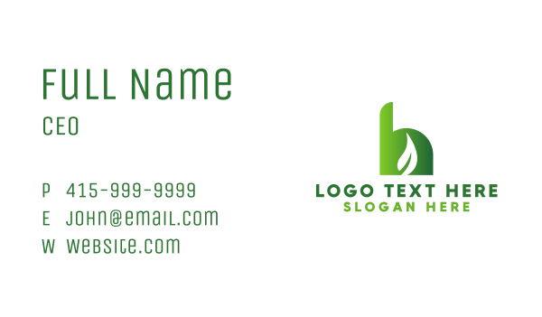 Gradient Leaf H Business Card Design Image Preview