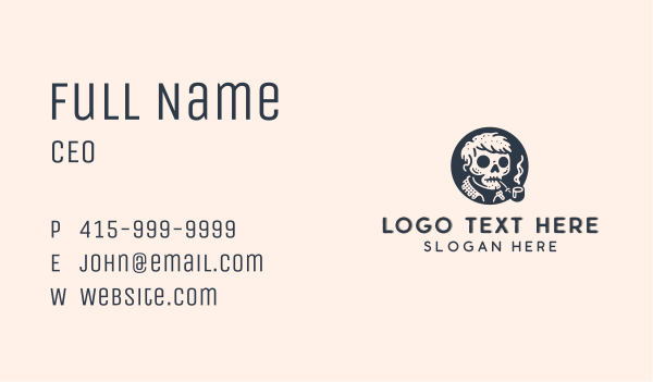 Skull Smoking Pipe Punk Business Card Design Image Preview