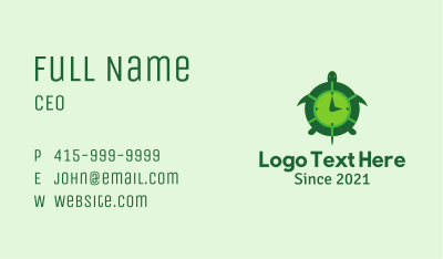 Green Turtle Clock Business Card Image Preview