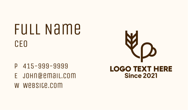 Minimalist Wheat Cup Business Card Design Image Preview
