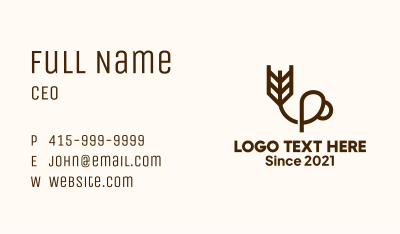 Minimalist Wheat Cup Business Card