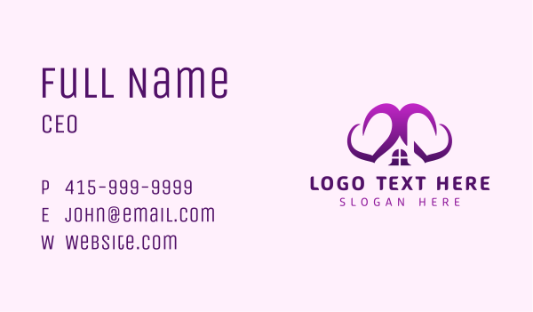 Purple Heart House Business Card Design Image Preview