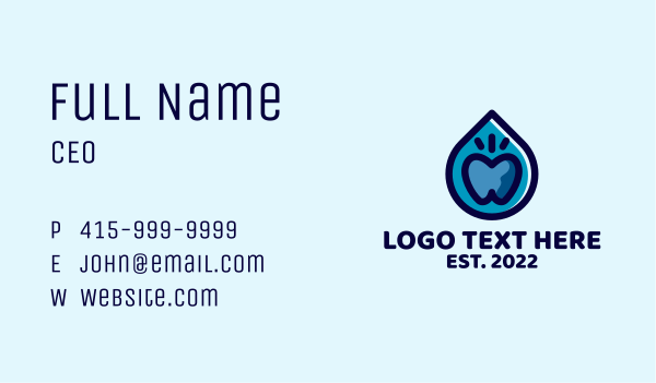 Clean Tooth Droplet Business Card Design Image Preview