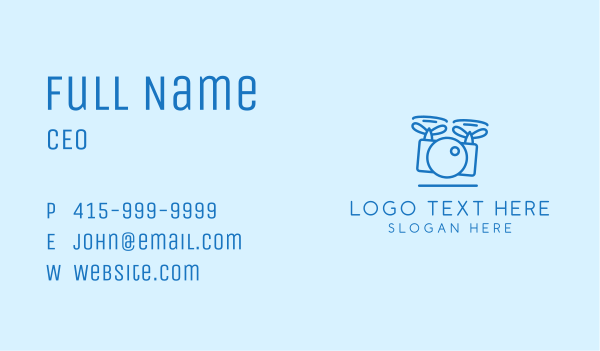 Blue Drone Photography Camera  Business Card Design Image Preview