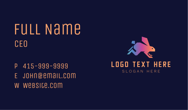 Geometric Gradient Rabbit Business Card Design Image Preview