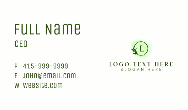 Green Leaves Wreath Letter  Business Card Design Image Preview
