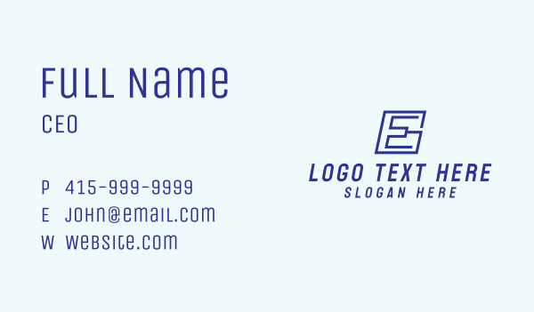 Blue Modern Letter E  Business Card Design Image Preview