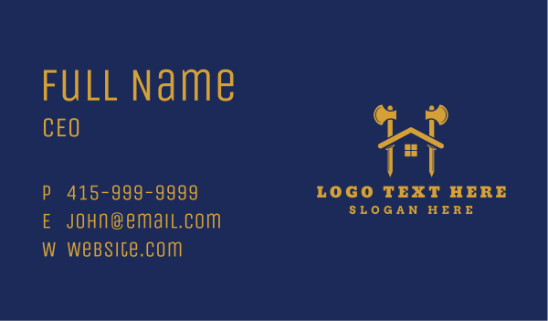 Construction House Axe Business Card Design Image Preview