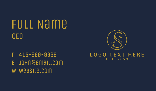 Golden Letter S Business Card Design Image Preview