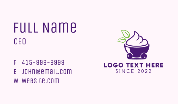 Blueberry Ice Cream Cart Business Card Design Image Preview
