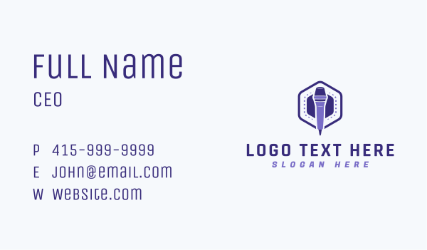Violet Voice Mic Business Card Design Image Preview