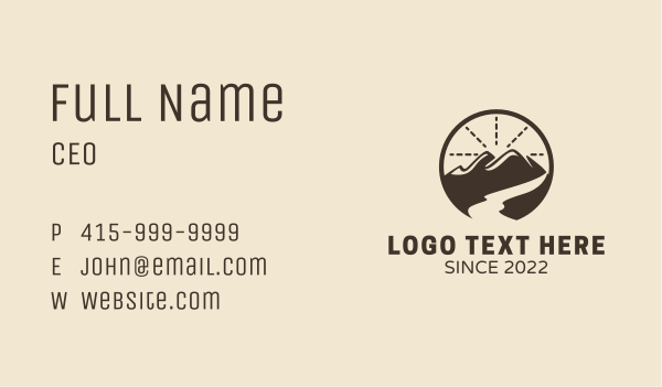 Mountain River Camping  Business Card Design Image Preview