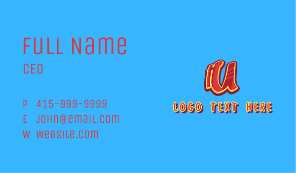 Graffiti Art Letter U Business Card Design Image Preview