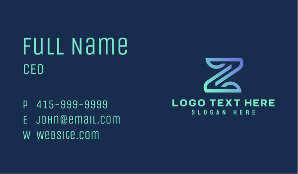Tech Media Letter Z Business Card Design Image Preview