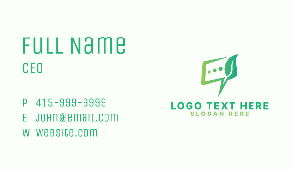 Multimedia Leaf Chat Business Card Design Image Preview