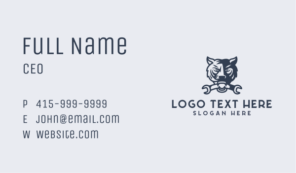 Wolf Wrench Mechanic Business Card Design Image Preview