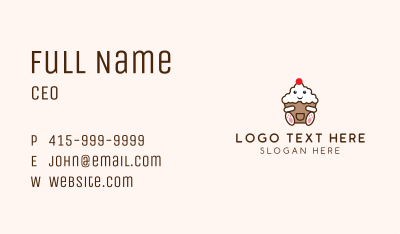 Cute Cupcake Mascot  Business Card Image Preview