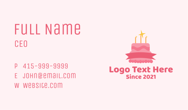 Sparkly Birthday Cake Business Card Design