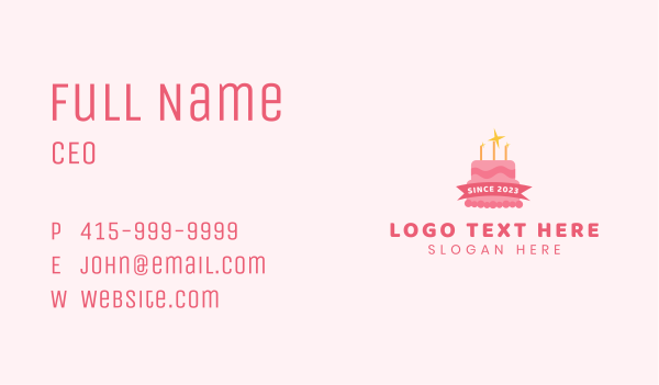 Sparkly Birthday Cake Business Card Design Image Preview