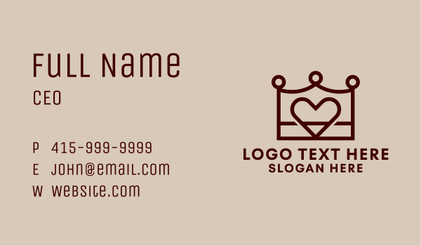 Beauty Heart Crown  Business Card Design Image Preview