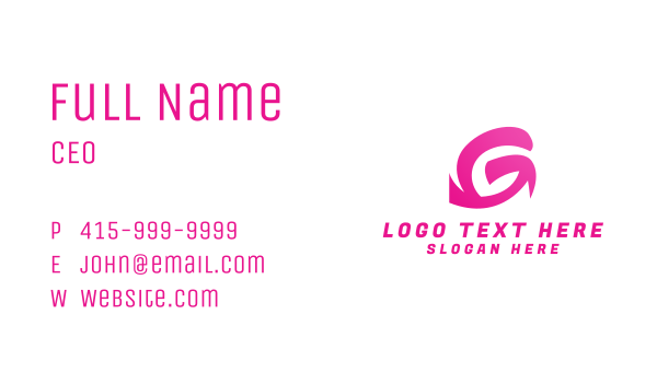 Pink G Stroke  Business Card Design Image Preview