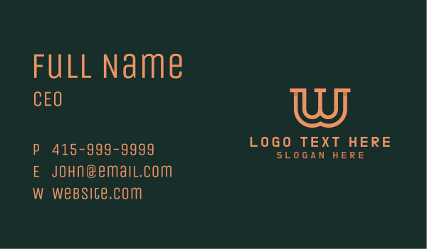 Geometric Serif Letter W Business Card Design Image Preview