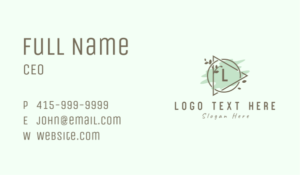 Plant Watercolor Lettermark Business Card Design Image Preview
