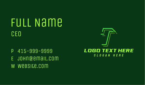 Neon Retro Gaming Letter T Business Card Design Image Preview