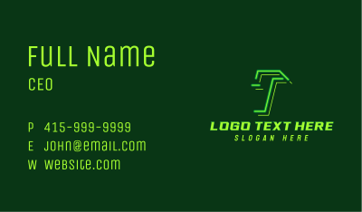 Neon Retro Gaming Letter T Business Card Image Preview