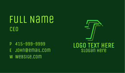 Neon Retro Gaming Letter T Business Card