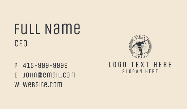 Construction Hammer Badge Business Card Design Image Preview
