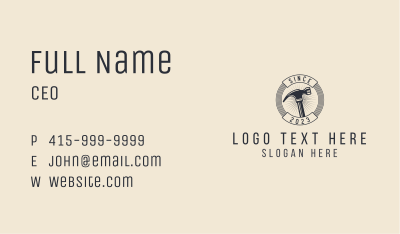 Construction Hammer Badge Business Card Image Preview