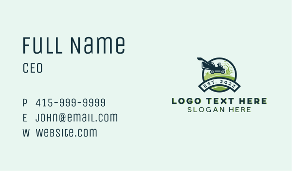 Lawn Mower Grass Cutting Business Card Design Image Preview