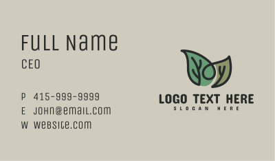 Monoline Herbal Leaf  Business Card Image Preview