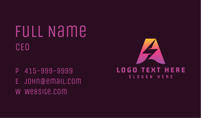 Gradient Electricity Letter A Business Card Image Preview