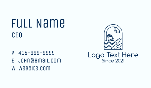 Rocky Sea Sailing Boat Business Card Design Image Preview