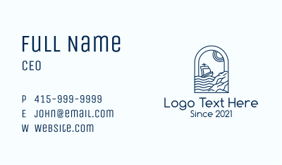 Rocky Sea Sailing Boat Business Card Image Preview