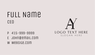 A & Y Monogram Business Card Image Preview