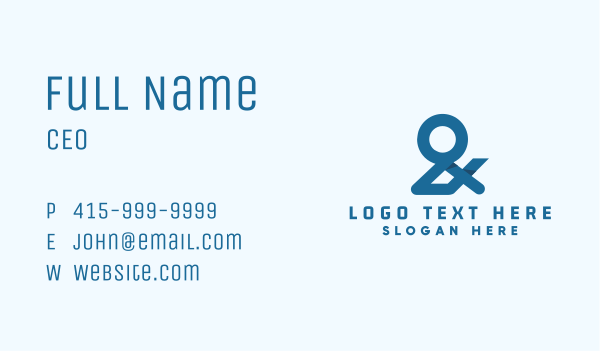 Blue Ampersand Lettering Business Card Design Image Preview