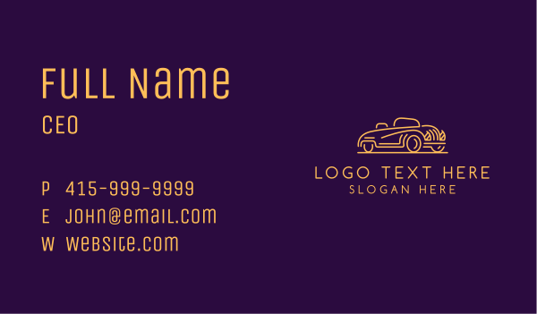 Golden Vintage Car Business Card Design Image Preview