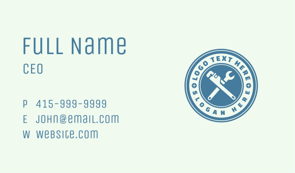 Blue Plumbing Pipe Wrench Business Card Design Image Preview