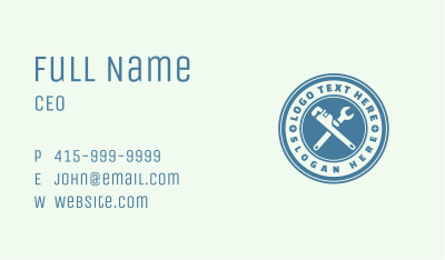 Blue Plumbing Pipe Wrench Business Card