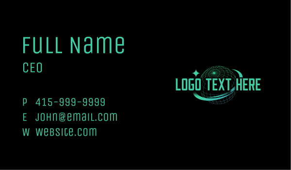 Y2K Futuristic Technology Planet Business Card Design Image Preview