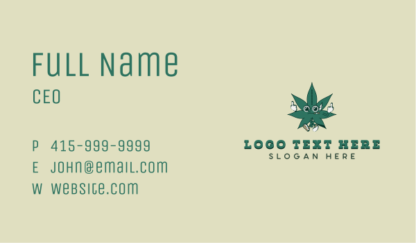 Cartoon Cannabis Marijuana  Business Card Design Image Preview