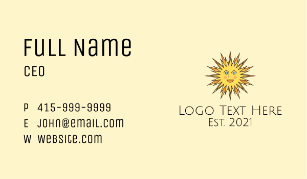 Happy Sun Rays Business Card Design Image Preview